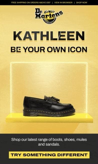 Personalised Dr. Martens win-back hero: Kathleen, be your own icon